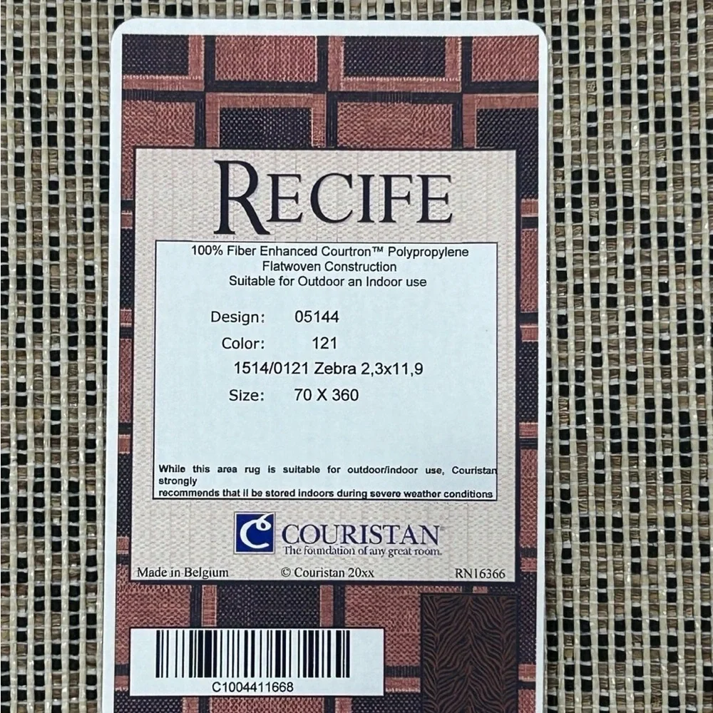 NEW Couristan Zebra Indoor Outdoor Rug